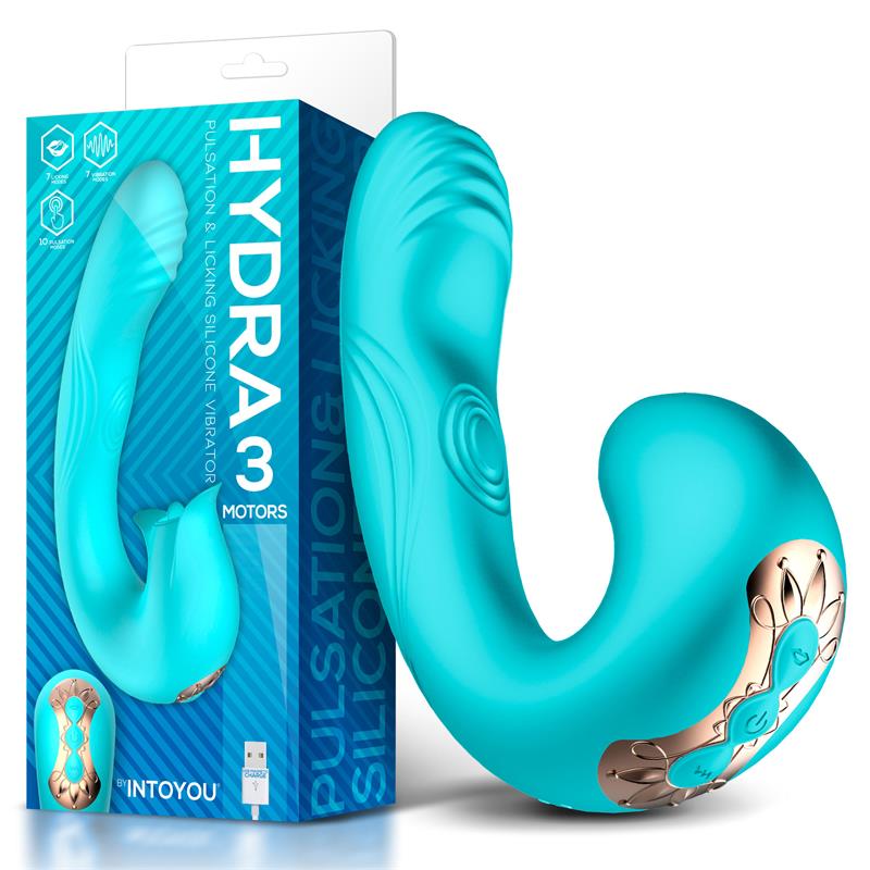 INTOYOU HYDRA VIBE WITH PULSATION AND CLITORIS STIMULATING TONGUE 3 MOTORS USB U-074