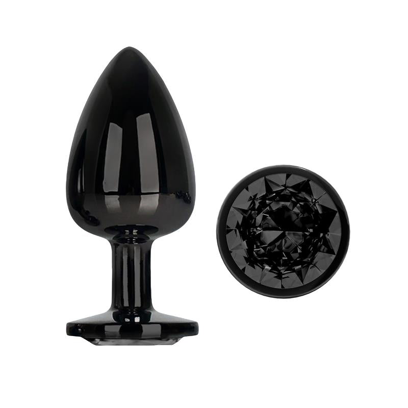 AFTERDARK BLACKGEM METALIC BUTT PLUG WITH BLACK JEWEL SIZE L AD-352