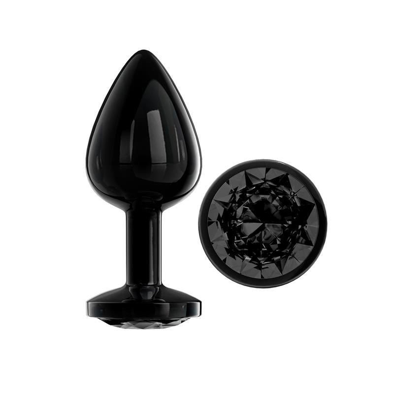 AFTERDARK BLACKGEM METALIC BUTT PLUG WITH JEWEL BLACK SIZE MAD-350