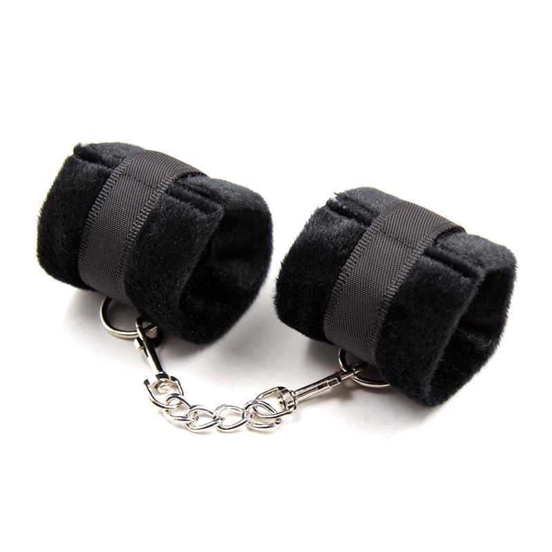 INTOYOU BDSM LINE HANDCUFFS WITH VELCRO WITH LONG FUR PURPLE FI-463