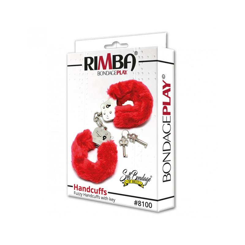 BONDAGE PLAY Police Cuffs with Soft Red Fur R8100