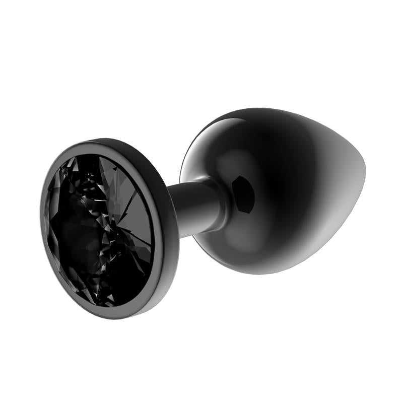 AFTERDARK BLACKGEM METALIC BUTT PLUG WITH JEWEL BLACK SIZE MAD-350