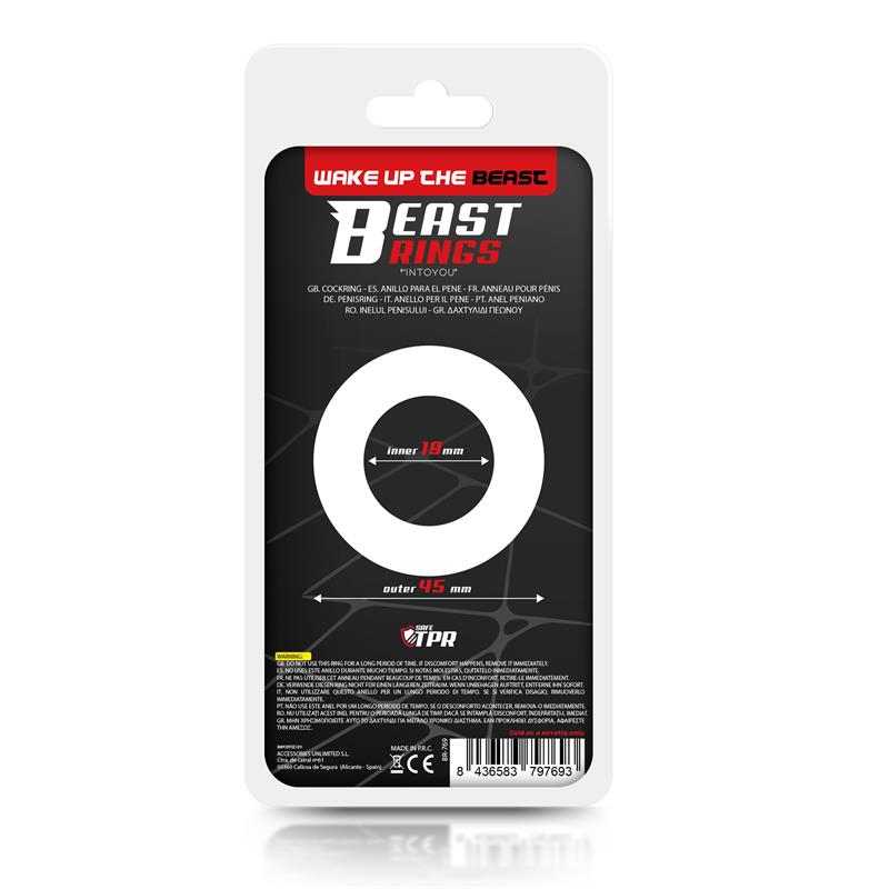 BEAST RINGS COCK RING SUPER FLEXIBLE AND RESISTANT STRIPED 1.9 CM BLACK BR-769