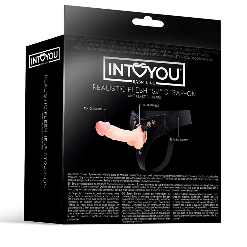 INTOYOU BDSM LINE MISTRESS ELASTIC STRAP-ON WITH SILICONE DILDO 15.4 CM FLESH IF-468
