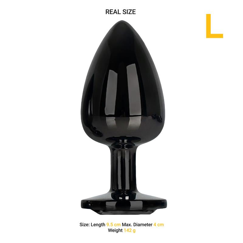 AFTERDARK BLACKGEM METALIC BUTT PLUG WITH BLACK JEWEL SIZE L AD-352