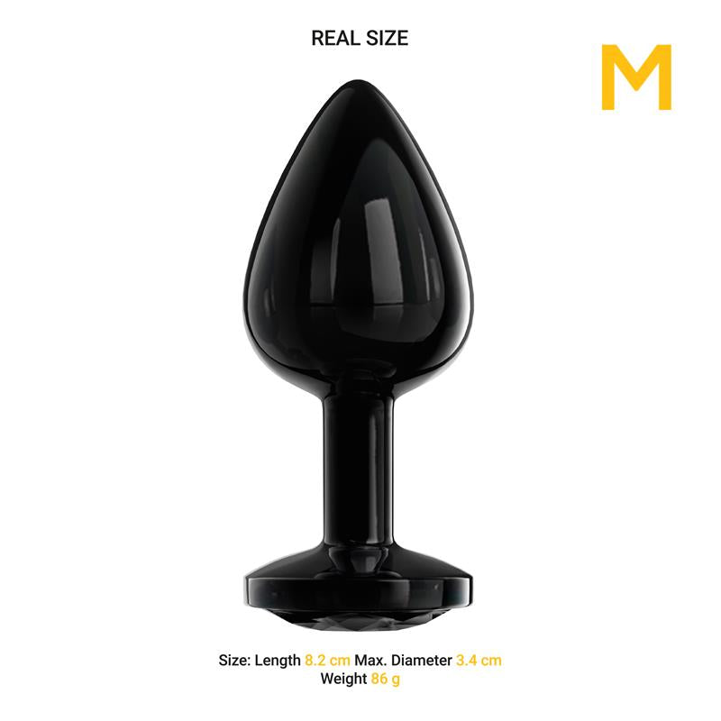 AFTERDARK BLACKGEM METALIC BUTT PLUG WITH JEWEL BLACK SIZE MAD-350