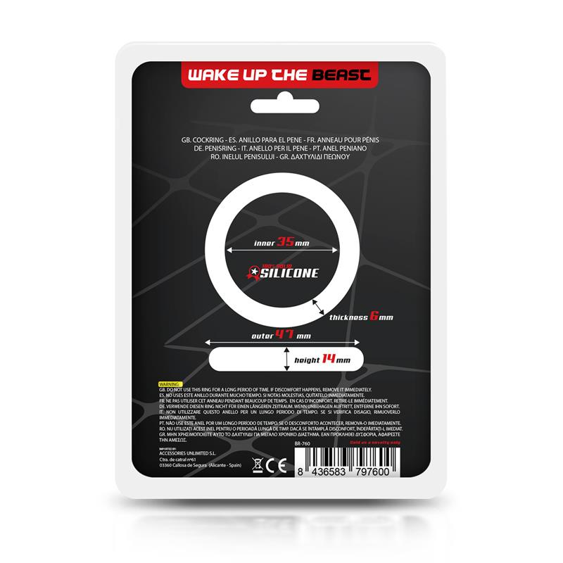 BEAST RINGS COCK RING SOLID SILICONE 3.5 CM BLACK BR-760