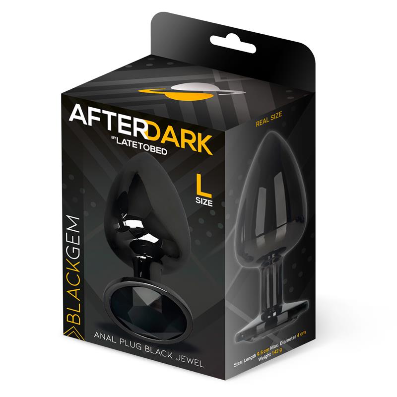 AFTERDARK BLACKGEM METALIC BUTT PLUG WITH BLACK JEWEL SIZE L AD-352