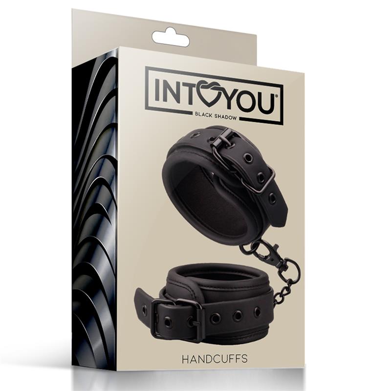 INTOYOU BLACK HANDCUFFS VEGAN LEATHER BS-051