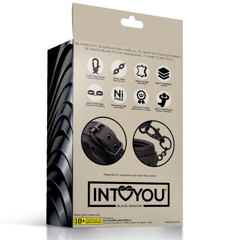 INTOYOU BLACK HANDCUFFS VEGAN LEATHER BS-051