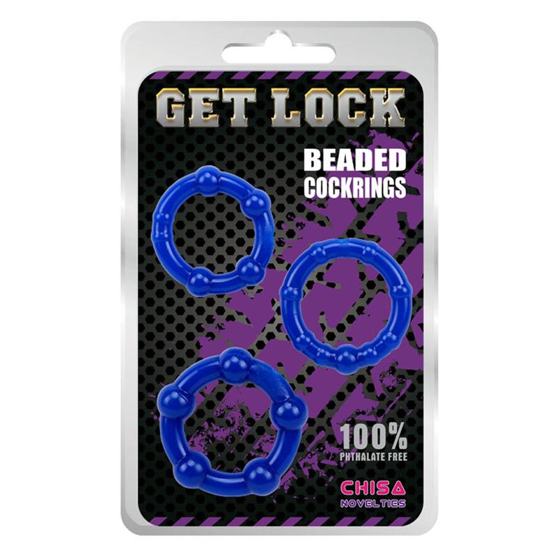 CHISA BEADED COCK RINGS-BLACK CN-330300015 CN-330300015