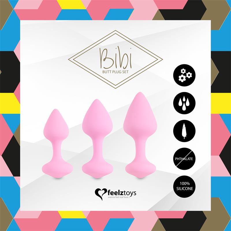 FEELZTOYS BIBI SET OF 3 BUTT PLUG PINK E27864