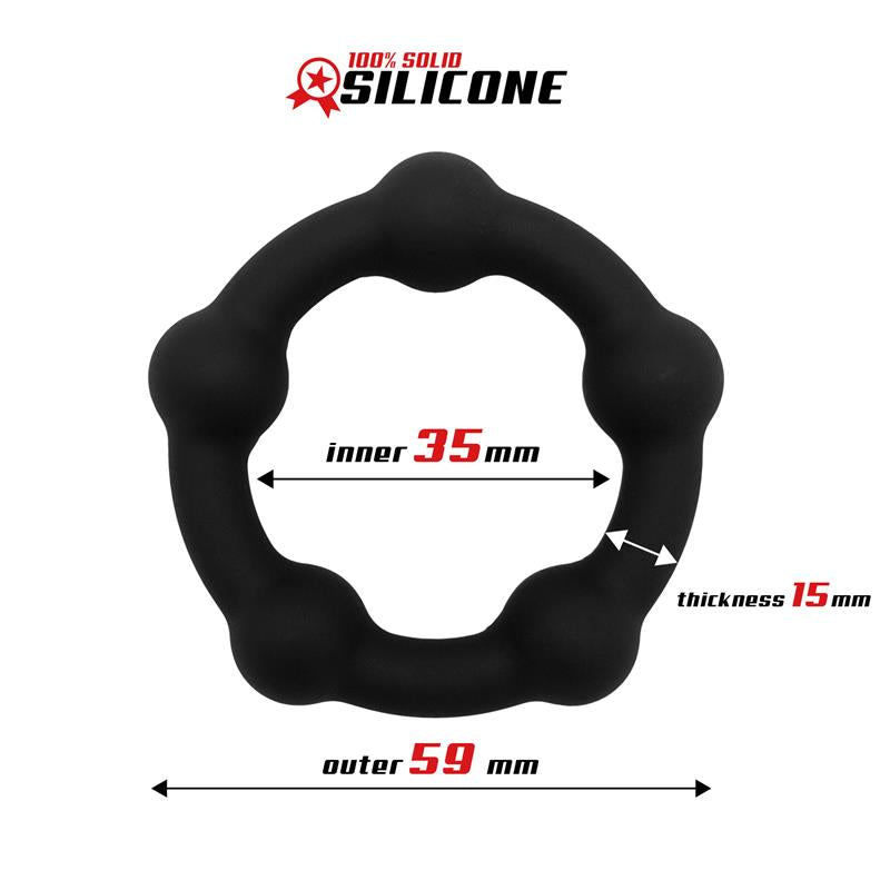 BEAST RINGS BEAD SOLID COCK RING SILICONE 3.5 CM BLACK BR-764