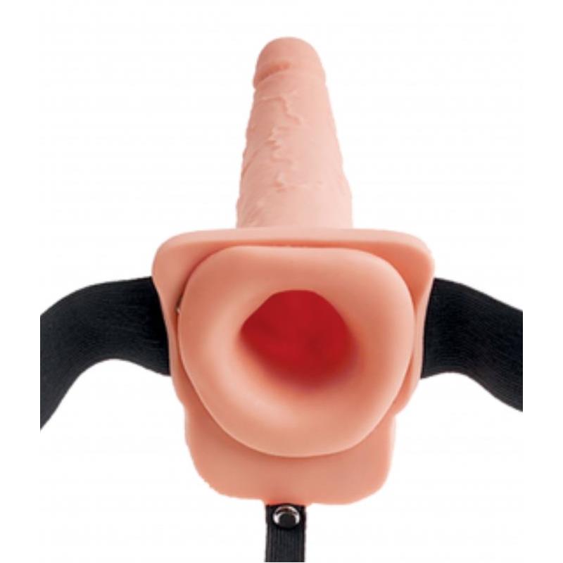 FETISH FANTASY SERIES ELASTIC STRAP-ON WITH 9" HOLLOW DILDO SQUIRTING FUNCTI PD-3398-21ON FLESH