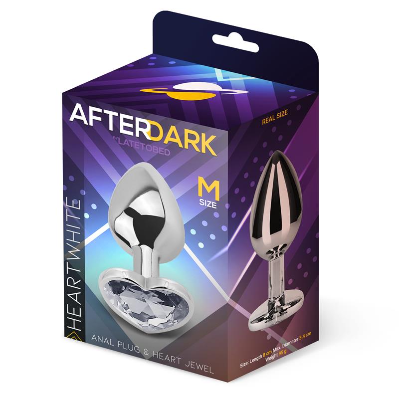 AFTERDARK HEART SHAPED BUTT PLUG WHITE SIZE M AD-243