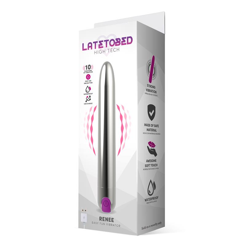 LATETOBED RENEE VIBE 10 VIBRATING FUNCTIONS 18,5 CM USB SILVER LT-687
