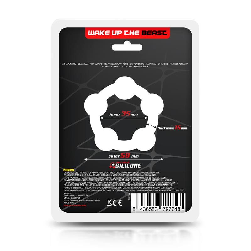 BEAST RINGS BEAD SOLID COCK RING SILICONE 3.5 CM BLACK BR-764