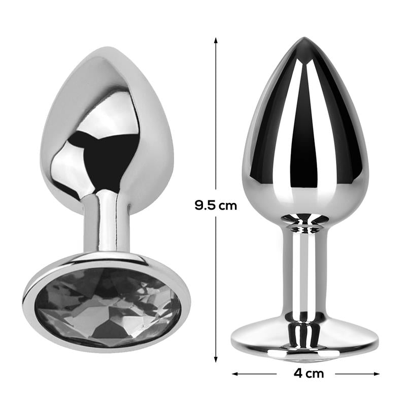 AFTERDARK BUTT PLUG WITH JEWEL WHITE DIAMOND WHITE SIZE L ALUMINIUM AD-286