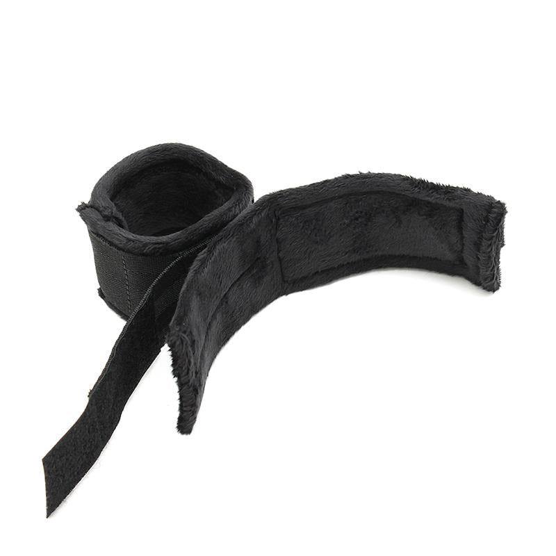 BONDAGE PLAY RIMBA BONDAGE PLAY HAND CUFFS WITH MASK ADJUSTABLE BLACK R7001