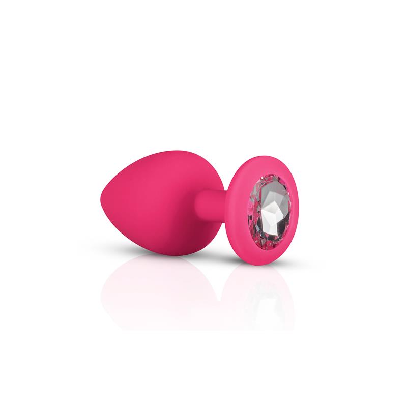 EASYTOYS 3 PIECES BUTT PLUG SET WITH CRYSTAL SILICONE PINK