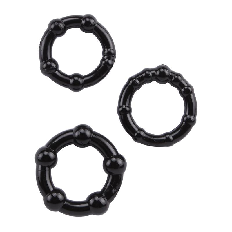 CHISA BEADED COCK RINGS-BLACK CN-330300015 CN-330300015