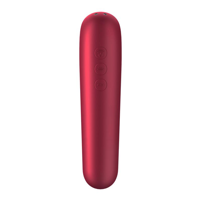 SATISFYER DUAL LOVE VIBE AND SUCKER WITH AIR PULSE RED