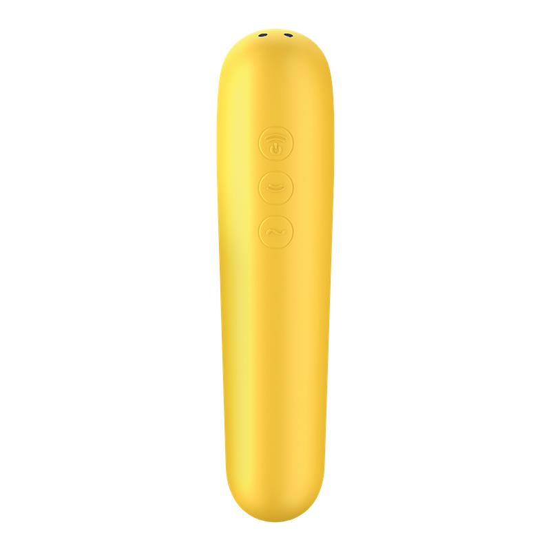 SATISFYER DUAL LOVE VIBE AND SUCKER WITH AIR PULSE YELLOW