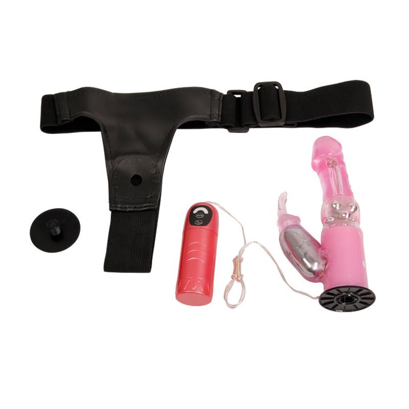 SENSUAL VIBRATING STRAP-ON WITH DILDO PINK 18 CM BW-022038