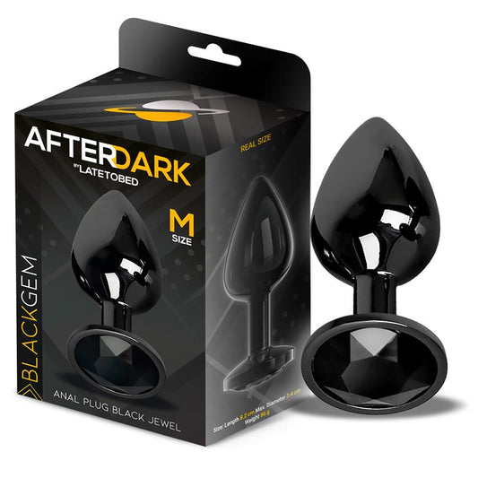 AFTERDARK BLACKGEM METALIC BUTT PLUG WITH JEWEL BLACK SIZE MAD-350