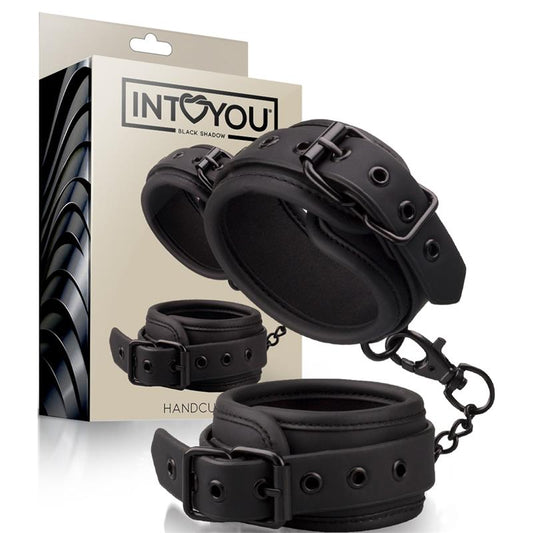 INTOYOU BLACK HANDCUFFS VEGAN LEATHER BS-051