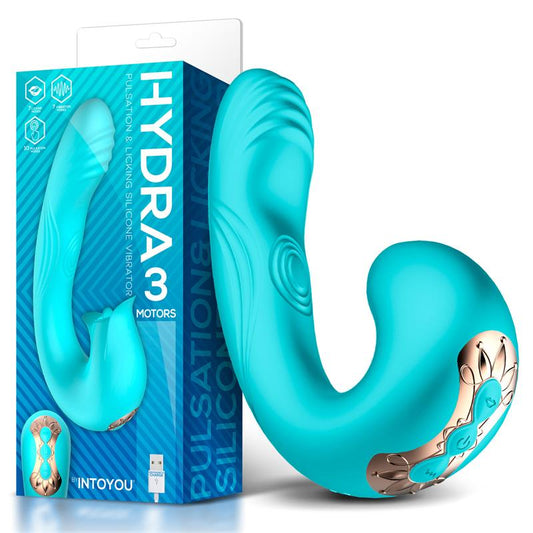 INTOYOU HYDRA VIBE WITH PULSATION AND CLITORIS STIMULATING TONGUE 3 MOTORS USB U-074