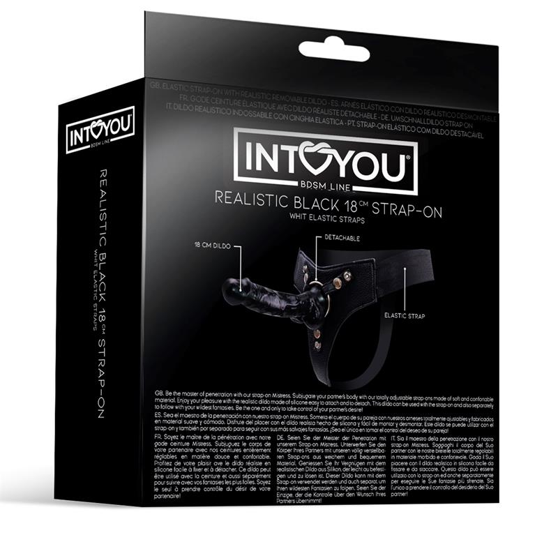 INTOYOU BDSM LINE MISTRESS ELASTIC STRAP-ON SILICONE DILDO 18 CM BLACK FI-466