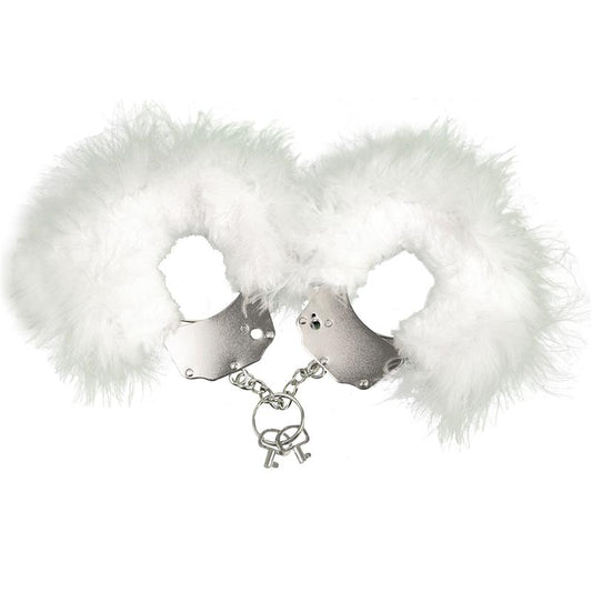 ADRIEN LASTIC CUFFS METAL AND FEATHERS WHITE AL-30310