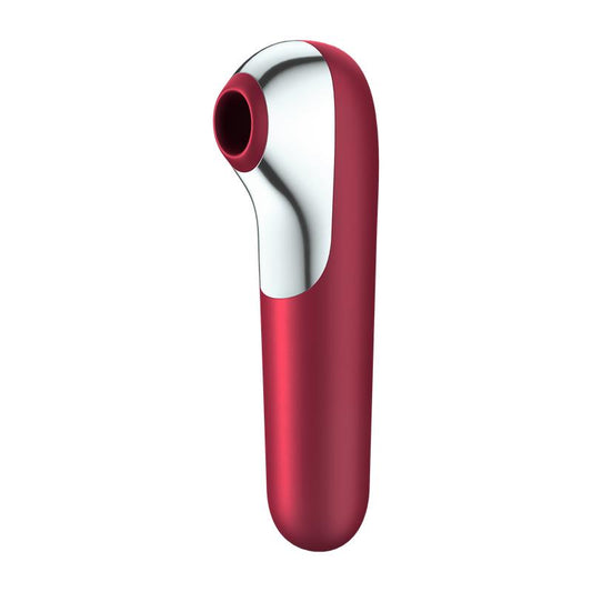 SATISFYER DUAL LOVE VIBE AND SUCKER WITH AIR PULSE RED