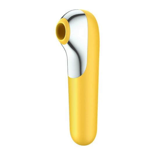 SATISFYER DUAL LOVE VIBE AND SUCKER WITH AIR PULSE YELLOW