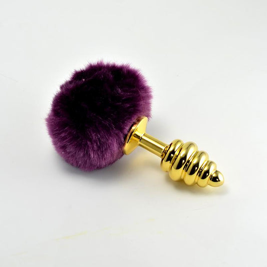 GOLD PLUG WITH PURPLE POMPON