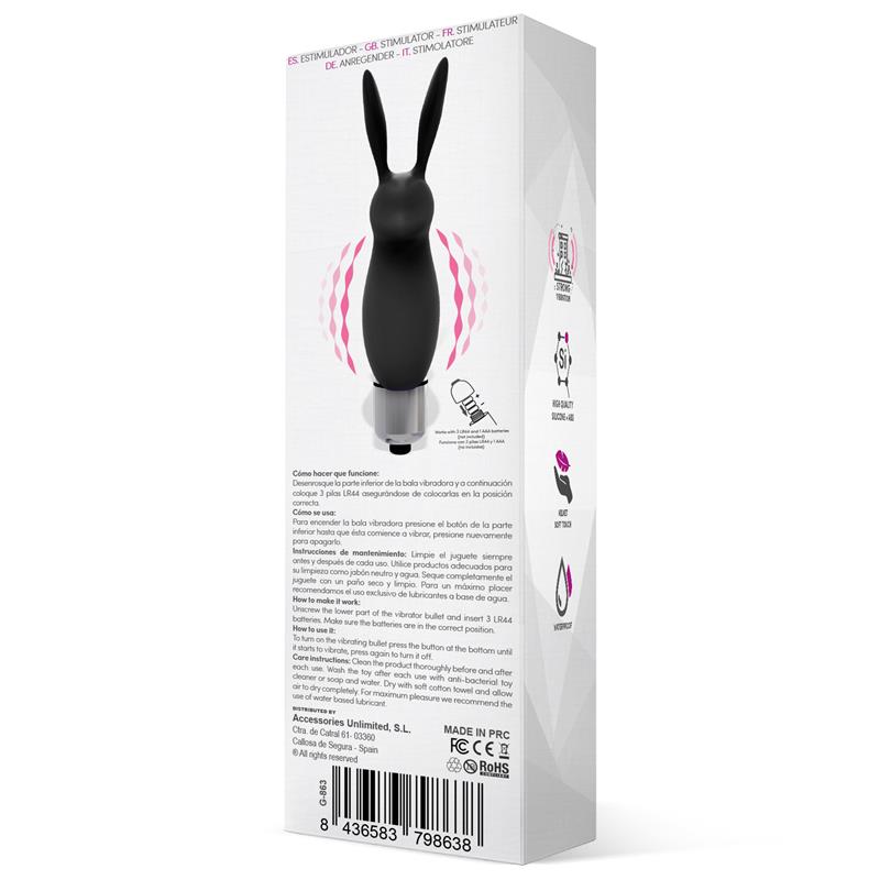 LATETOBED HOPYE RABBIT VIBRATING BULLET SILICONE BLACK Reference: G-863 /G-865